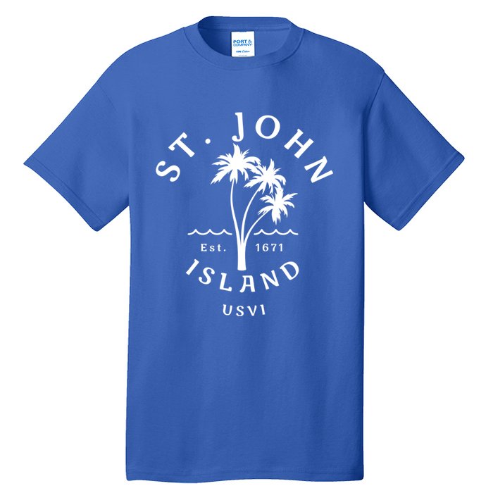 Retro Cool St John Usvi Beach Palm Tree Novelty Souvenir Gift Tall T-Shirt