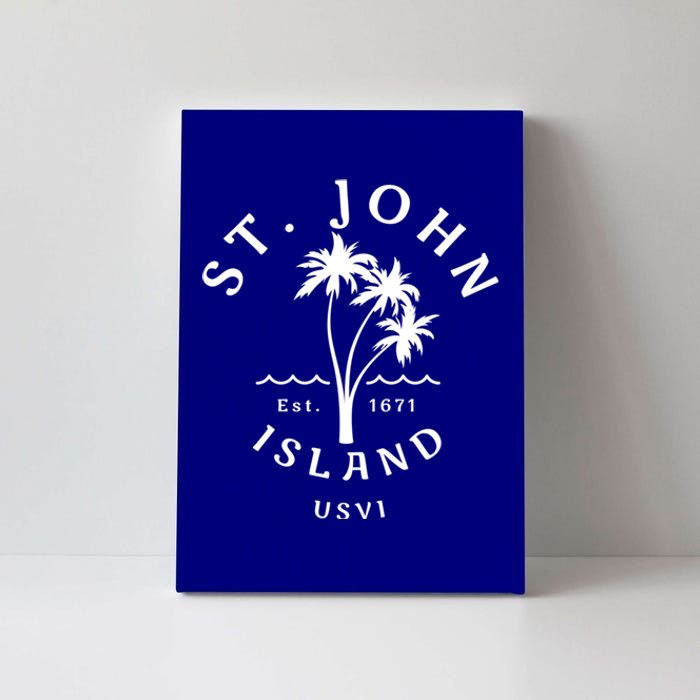 Retro Cool St John Usvi Beach Palm Tree Novelty Souvenir Gift Canvas