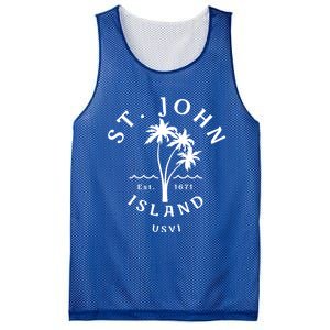 Retro Cool St John Usvi Beach Palm Tree Novelty Souvenir Gift Mesh Reversible Basketball Jersey Tank