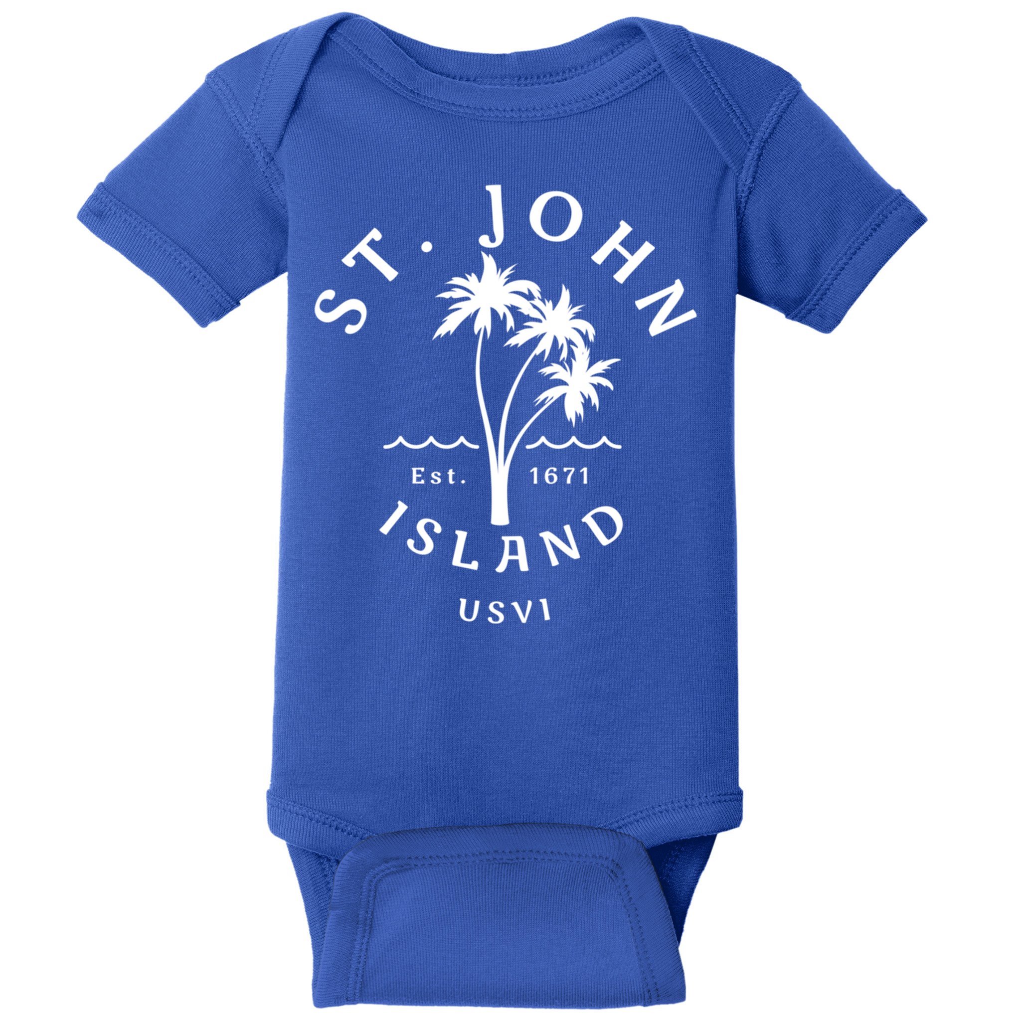 Retro Cool St John Usvi Beach Palm Tree Novelty Souvenir Gift Baby Bodysuit