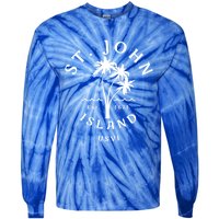 Retro Cool St John Usvi Beach Palm Tree Novelty Souvenir Gift Tie-Dye Long Sleeve Shirt