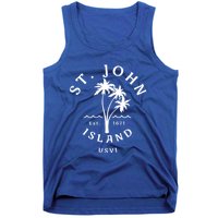 Retro Cool St John Usvi Beach Palm Tree Novelty Souvenir Gift Tank Top