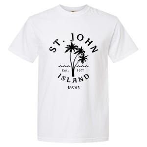 Retro Cool St John Usvi Beach Palm Tree Novelty Souvenir Gift Garment-Dyed Heavyweight T-Shirt