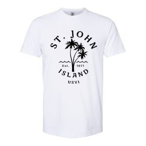 Retro Cool St John Usvi Beach Palm Tree Novelty Souvenir Gift Softstyle CVC T-Shirt