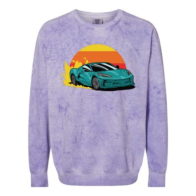 Race Car Sunset Colorblast Crewneck Sweatshirt