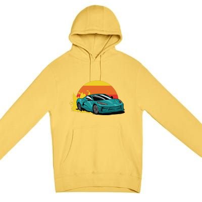 Race Car Sunset Premium Pullover Hoodie