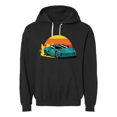 Race Car Sunset Garment-Dyed Fleece Hoodie