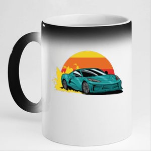 Race Car Sunset 11oz Black Color Changing Mug