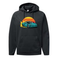 Race Car Sunset Performance Fleece Hoodie