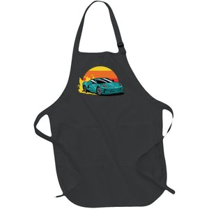 Race Car Sunset Full-Length Apron With Pockets