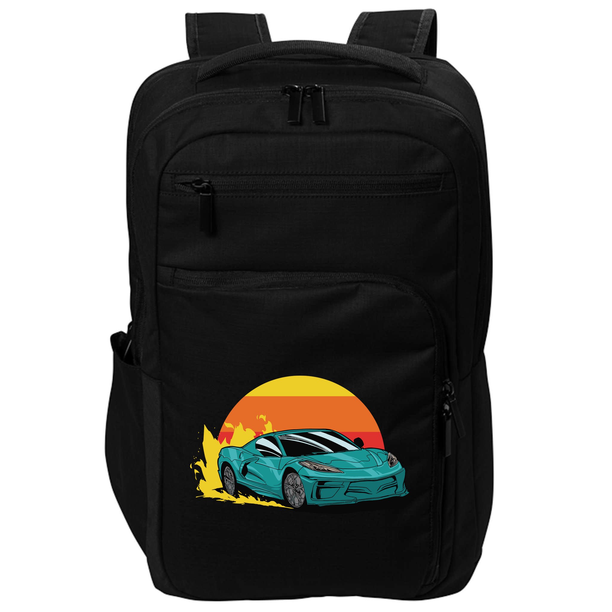 Race Car Sunset Impact Tech Backpack