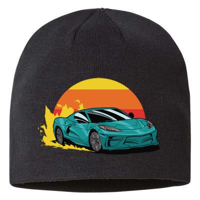 Race Car Sunset Sustainable Beanie