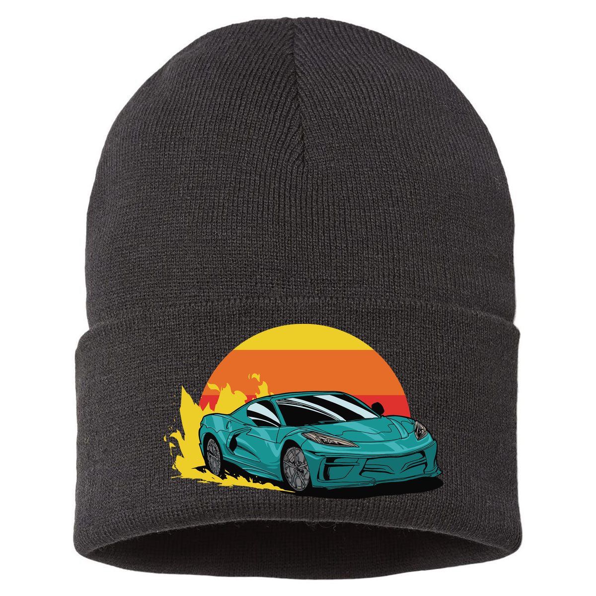 Race Car Sunset Sustainable Knit Beanie