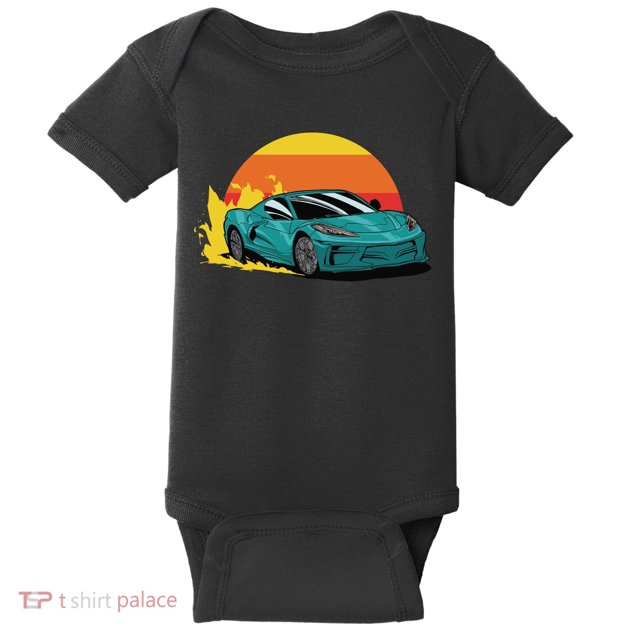 Race Car Sunset Baby Bodysuit