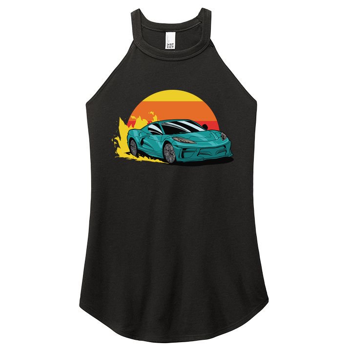 Race Car Sunset Women's Perfect Tri Rocker Tank