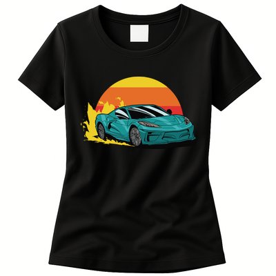 Race Car Sunset Womens T-Shirt