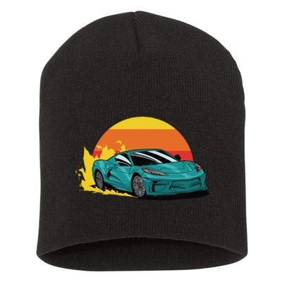 Race Car Sunset Short Acrylic Beanie