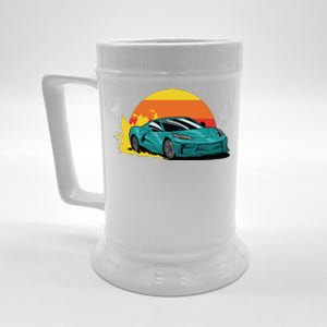 Race Car Sunset Beer Stein