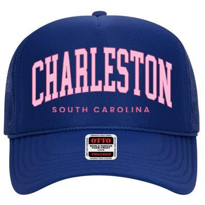 Retro Charleston South Carolina Preppy Throwback Girl High Crown Mesh Back Trucker Hat