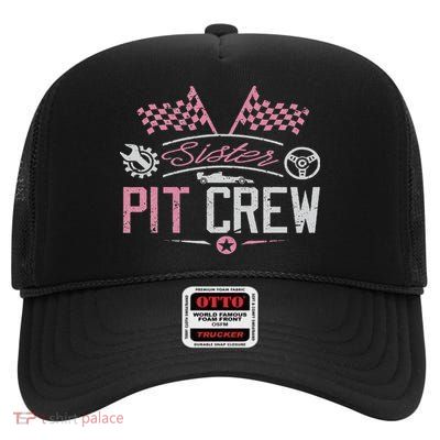 Racing Car Sister Racer Sister Pit Crew Women Girl High Crown Mesh Back Trucker Hat
