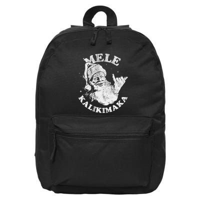 Retro Christmas Surf Mele Kalikimaka Santa Shaka Hawaii 16 in Basic Backpack