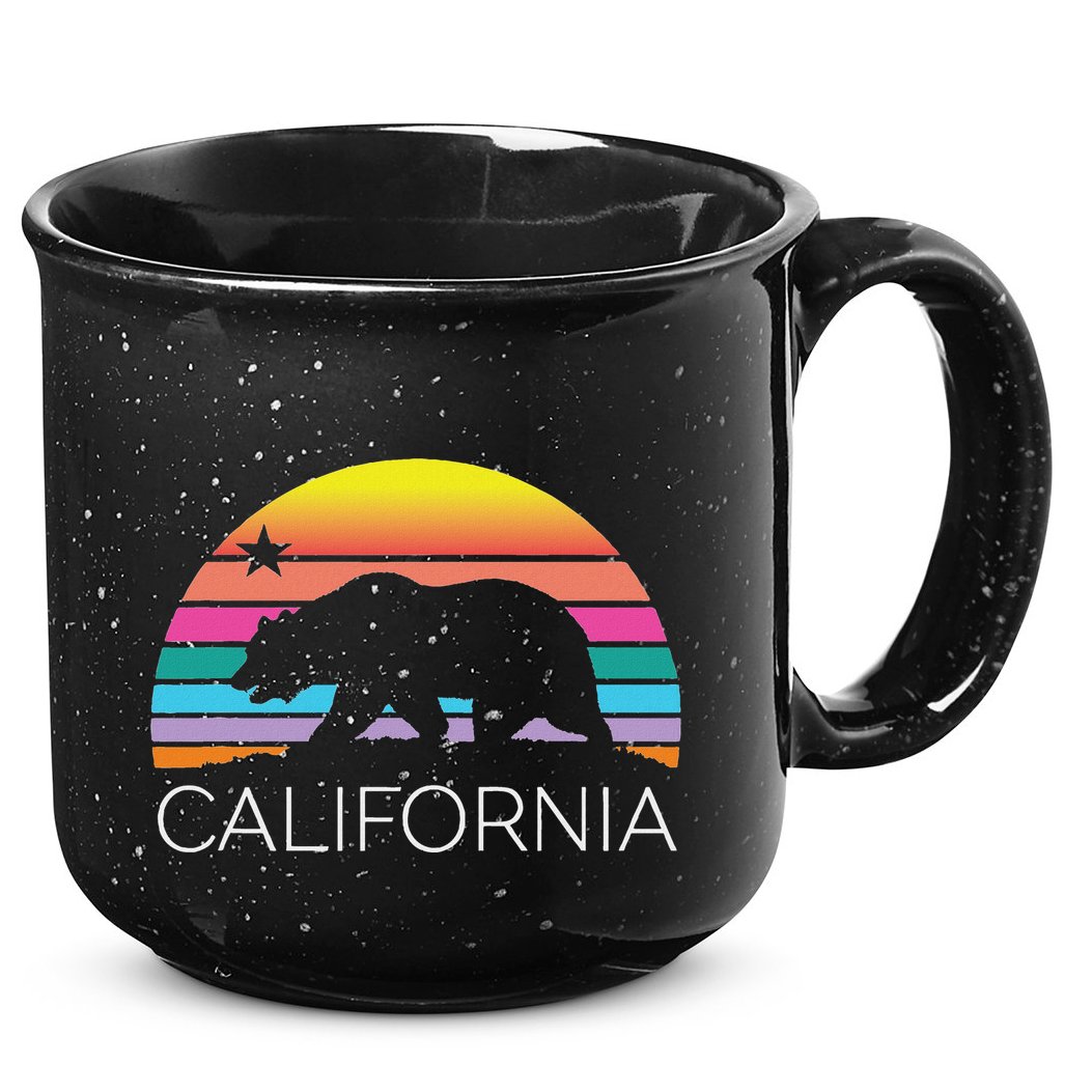 Retro California Surf Vintage Beach Cali 80s Venice Palm Sun 15oz Campfire Ceramic Mug