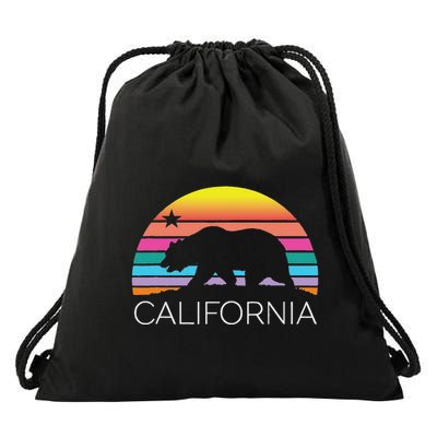 Retro California Surf Vintage Beach Cali 80s Venice Palm Sun Drawstring Bag