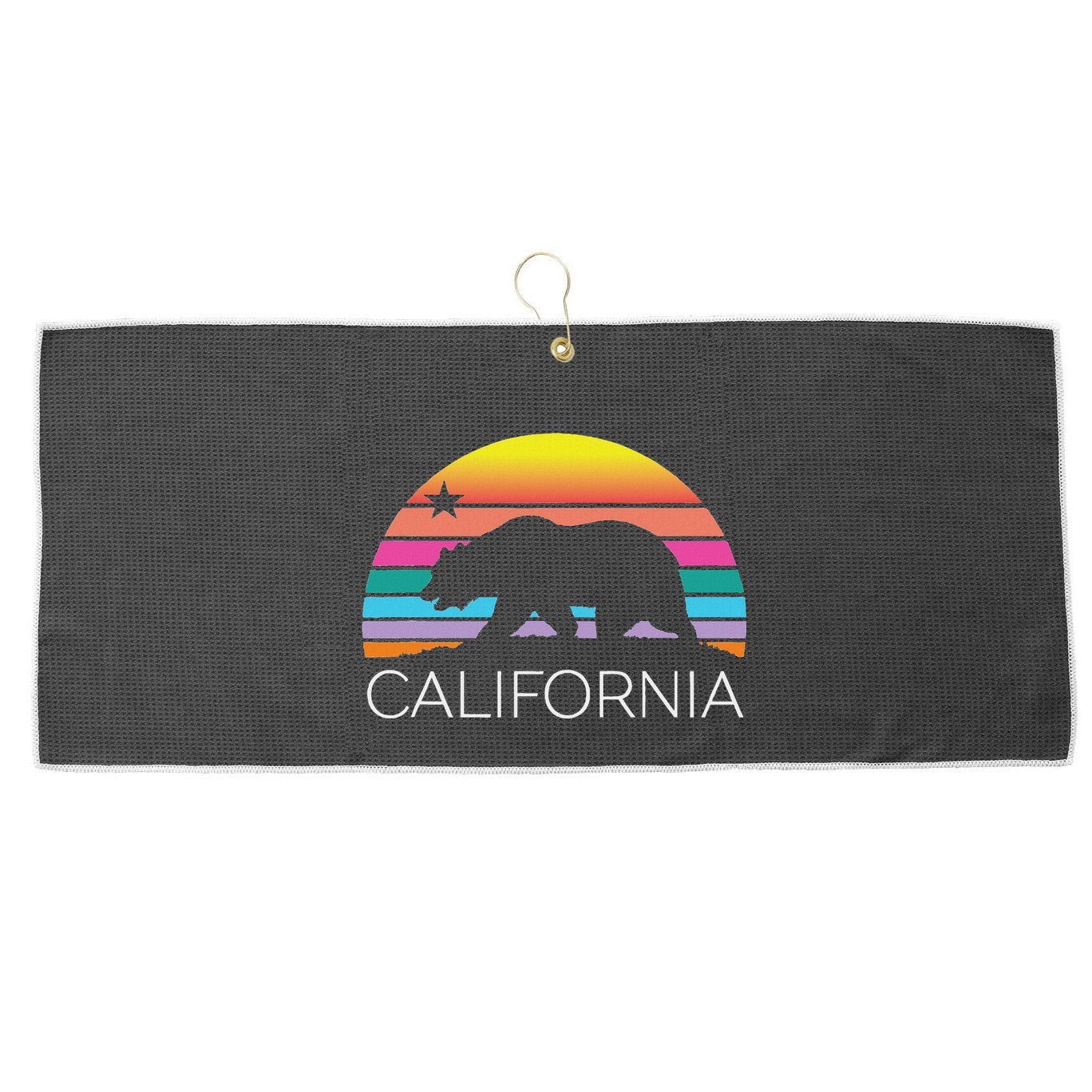 Retro California Surf Vintage Beach Cali 80s Venice Palm Sun Large Microfiber Waffle Golf Towel
