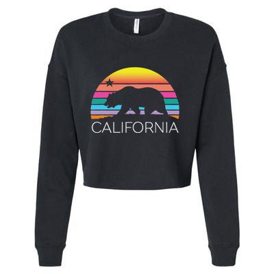 Retro California Surf Vintage Beach Cali 80s Venice Palm Sun Cropped Pullover Crew
