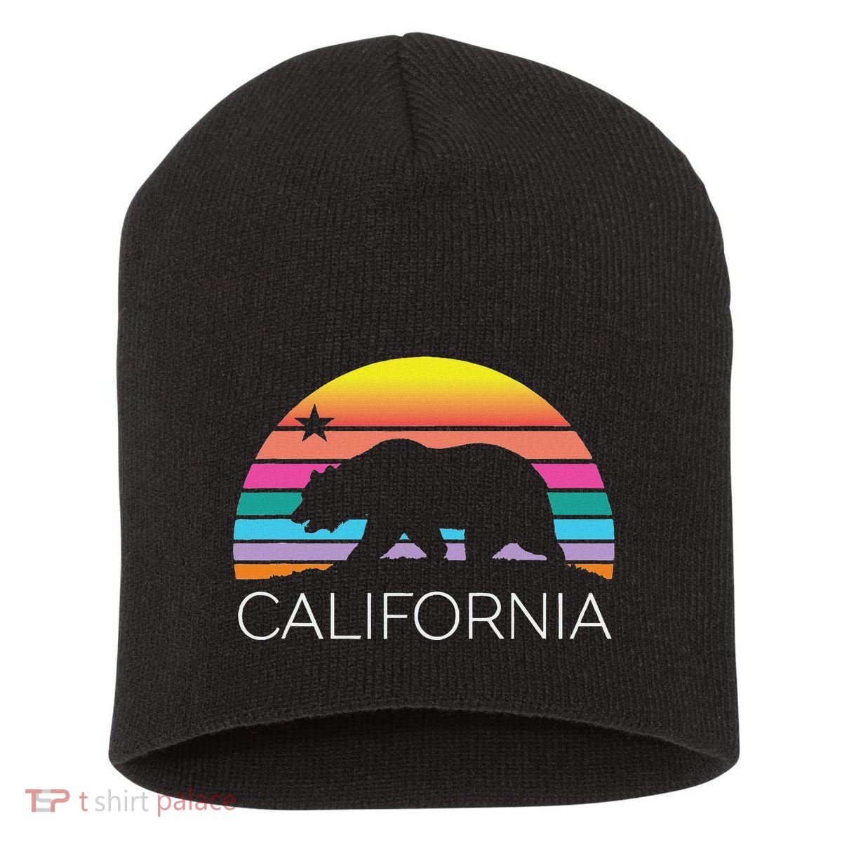 Retro California Surf Vintage Beach Cali 80s Venice Palm Sun Short Acrylic Beanie
