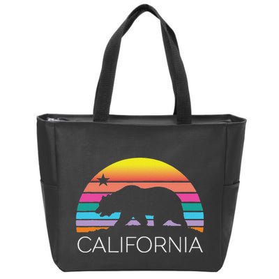 Retro California Surf Vintage Beach Cali 80s Venice Palm Sun Zip Tote Bag