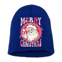 Retro Cheerful Santa Merry Christmas Santa Claus Gift Short Acrylic Beanie