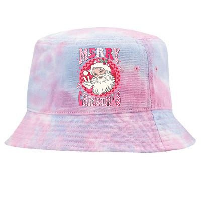 Retro Cheerful Santa Merry Christmas Santa Claus Gift Tie-Dyed Bucket Hat