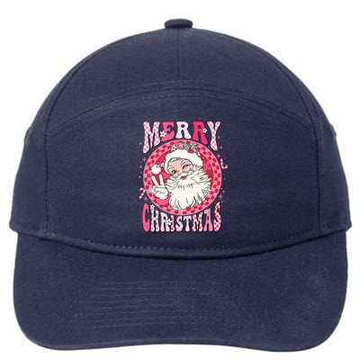 Retro Cheerful Santa Merry Christmas Santa Claus Gift 7-Panel Snapback Hat