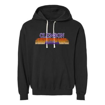 Retro Clemson SC 80s Grunge Vintage Garment-Dyed Fleece Hoodie