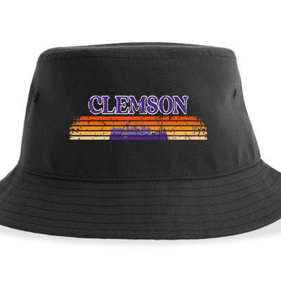 Retro Clemson SC 80s Grunge Vintage Sustainable Bucket Hat