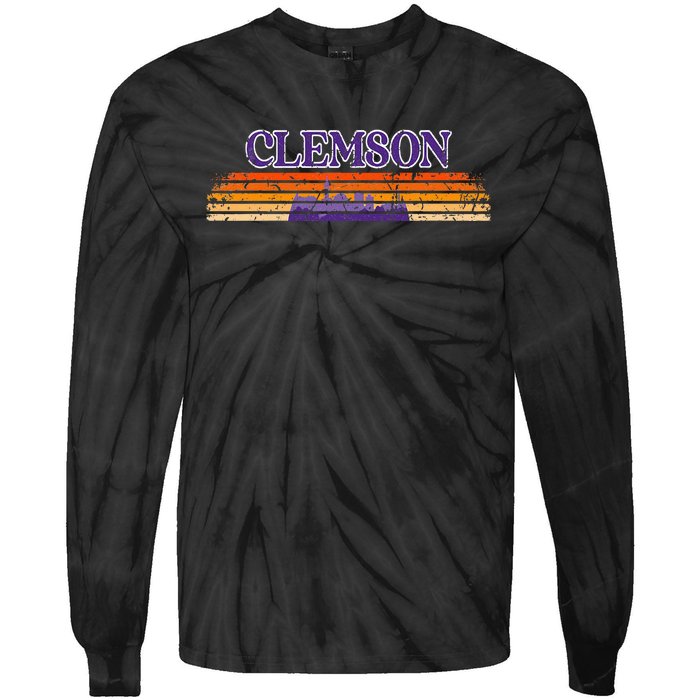 Retro Clemson SC 80s Grunge Vintage Tie-Dye Long Sleeve Shirt