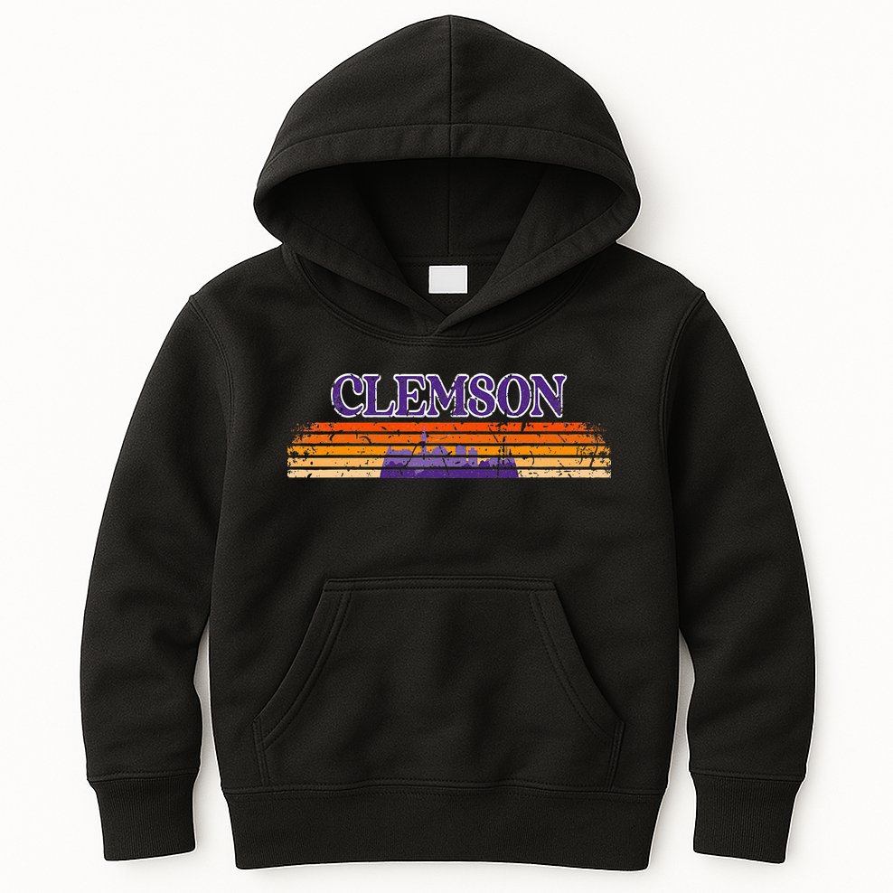 Retro Clemson SC 80s Grunge Vintage Kids Hoodie