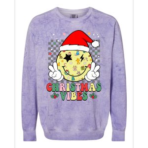 Retro Cute Santa Claus Smile Face Christmas Vibes Xmas Gift Colorblast Crewneck Sweatshirt