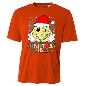 Retro Cute Santa Claus Smile Face Christmas Vibes Xmas Gift Cooling Performance Crew T-Shirt