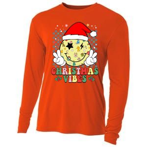 Retro Cute Santa Claus Smile Face Christmas Vibes Xmas Gift Cooling Performance Long Sleeve Crew