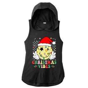 Retro Cute Santa Claus Smile Face Christmas Vibes Xmas Gift Ladies PosiCharge Tri-Blend Wicking Draft Hoodie Tank