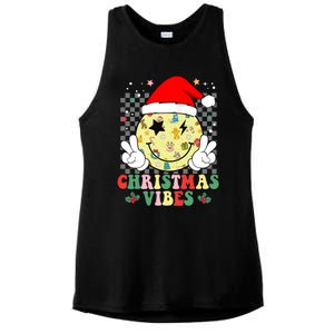 Retro Cute Santa Claus Smile Face Christmas Vibes Xmas Gift Ladies PosiCharge Tri-Blend Wicking Tank