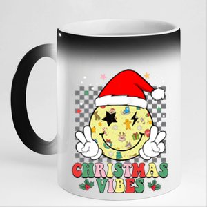 Retro Cute Santa Claus Smile Face Christmas Vibes Xmas Gift 11oz Black Color Changing Mug