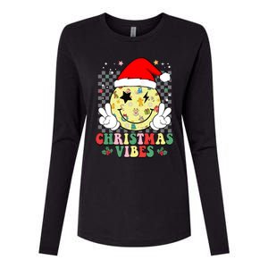 Retro Cute Santa Claus Smile Face Christmas Vibes Xmas Gift Womens Cotton Relaxed Long Sleeve T-Shirt