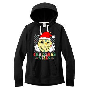 Retro Cute Santa Claus Smile Face Christmas Vibes Xmas Gift Women's Fleece Hoodie