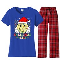 Retro Cute Santa Claus Smile Face Christmas Vibes Xmas Gift Women's Flannel Pajama Set