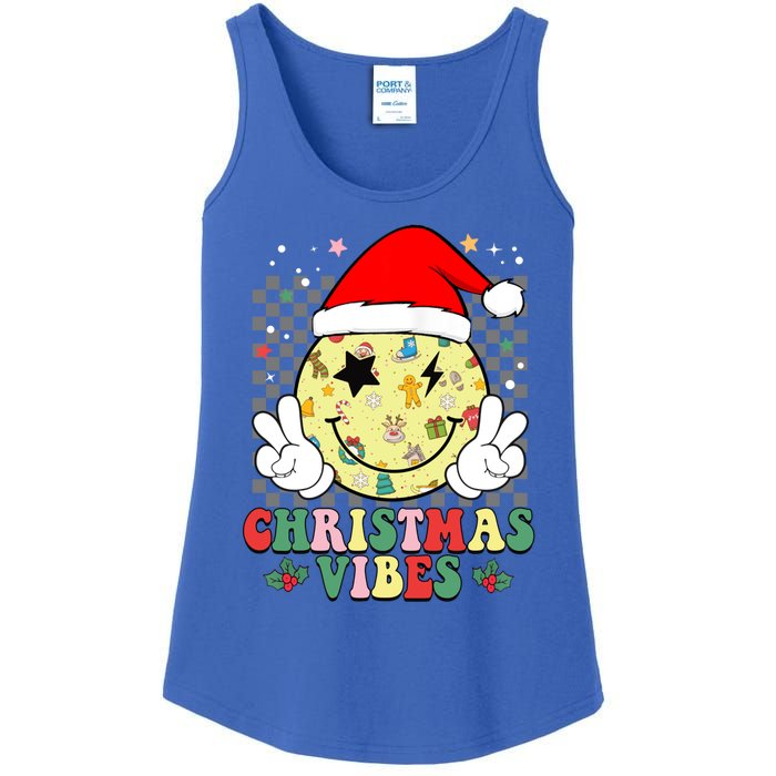 Retro Cute Santa Claus Smile Face Christmas Vibes Xmas Gift Ladies Essential Tank