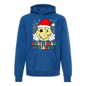 Retro Cute Santa Claus Smile Face Christmas Vibes Xmas Gift Premium Hoodie