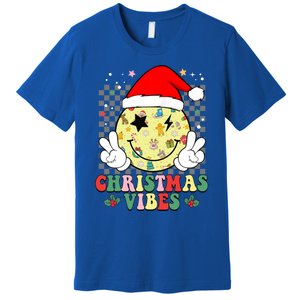 Retro Cute Santa Claus Smile Face Christmas Vibes Xmas Gift Premium T-Shirt